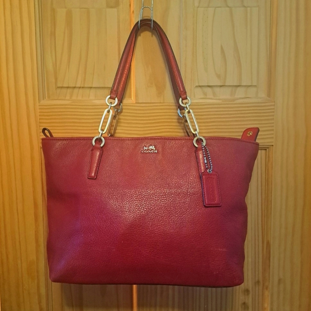 Coach Large Red Leather Tote